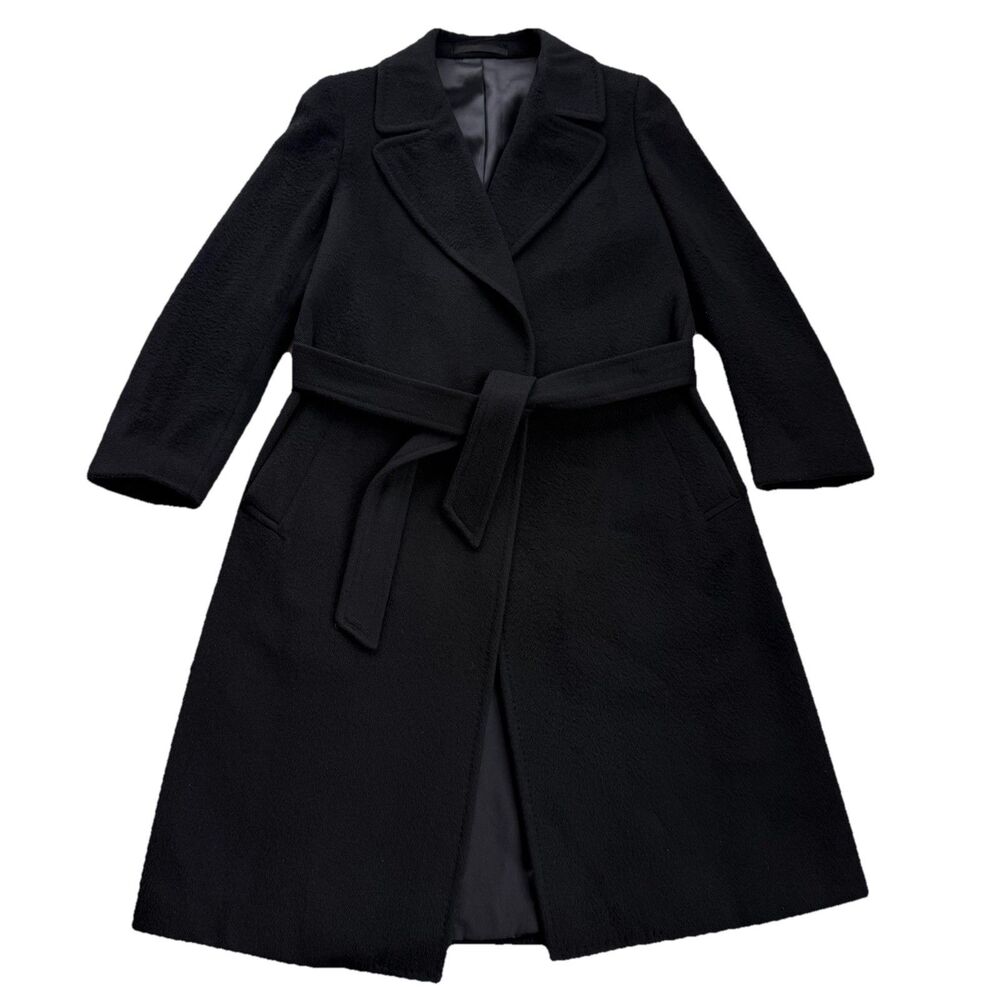 Lady Malcolm By Malcolm Kenneth Black Womens Coat Sz 8 Wool/Cashmere Luxury